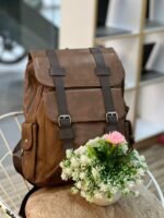 BACKPACK PU LAPTOP BAG LEATHER MATERIAL  WITH SPONGE BELT