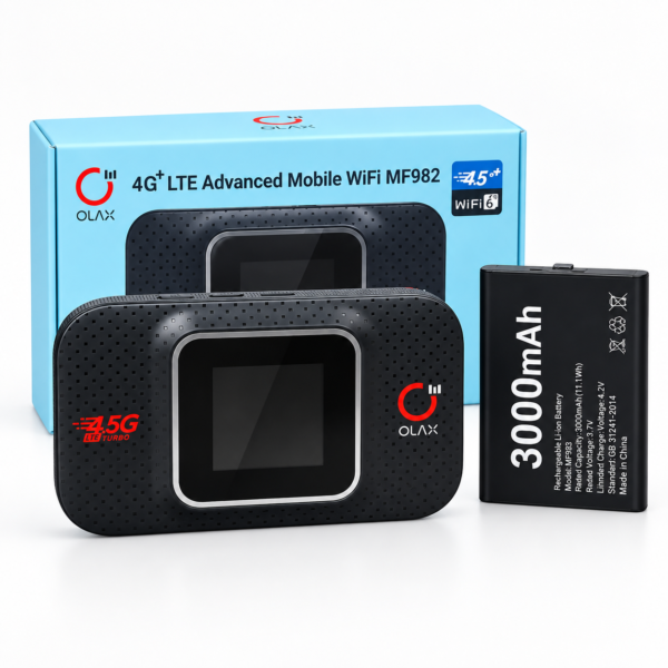 OLAX MF982 portable 4G LTE WiFi router yenye WiFi 6 na 3000mAh battery